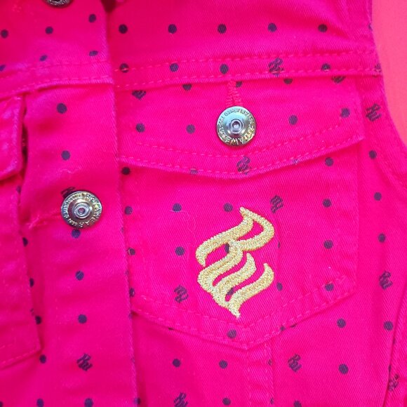 Rocawear classic jean vest red black polka dot girl size L - Picture 3 of 9